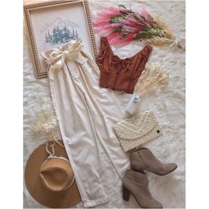 Free People Antique Cream High Waisted Pants